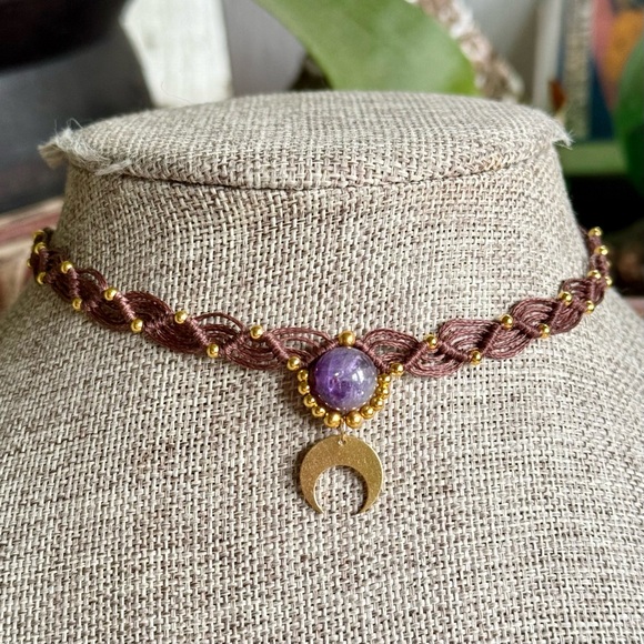 Hollow Shores Jewelry - Amethyst Micro Macrame Choker